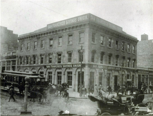 Parrott Building, San Francisco (Built in 1852, demolished in 1926. Source：University of California, Bancroft Library, Roy D. Graves Pictorial Collection, c. 1850-1968）
